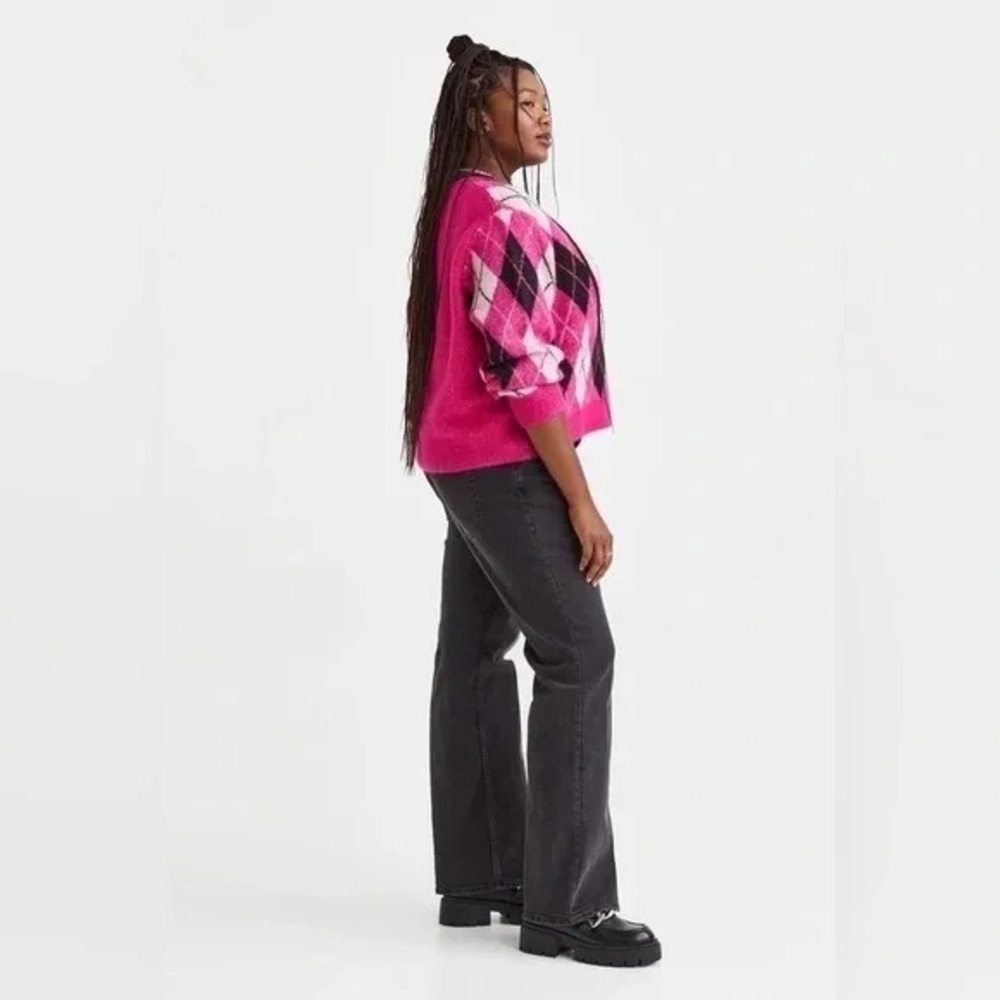 H&M | Divided Knit Argyle Pink Cardigan Sweater - Picture 2 of 6